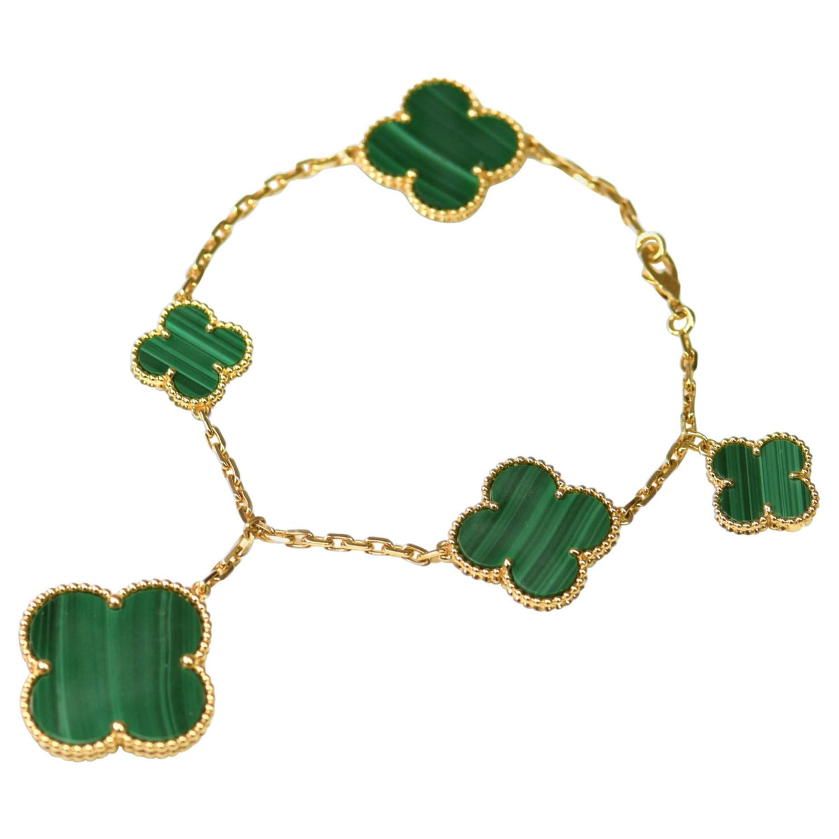 VCA MAGIC CLOVER MALACHITE GOLD BRACELET 5 MOTIFS
