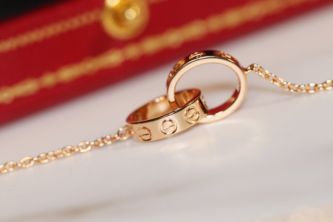 CARTIER LOVE NECKLACE PINK GOLD AND SILVER