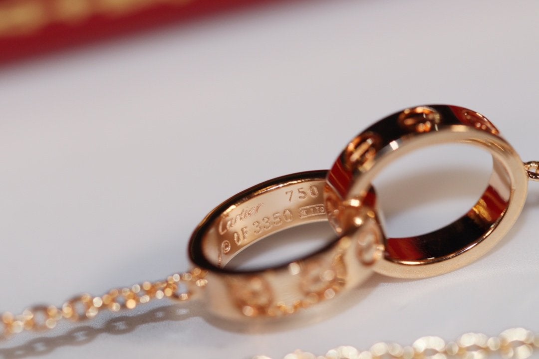 CARTIER LOVE NECKLACE PINK GOLD AND SILVER