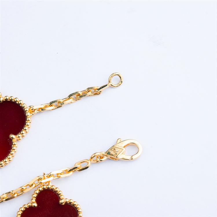 VCA CLOVER BRACELET 5 MOTIFS CARNELIAN TIGER EYE