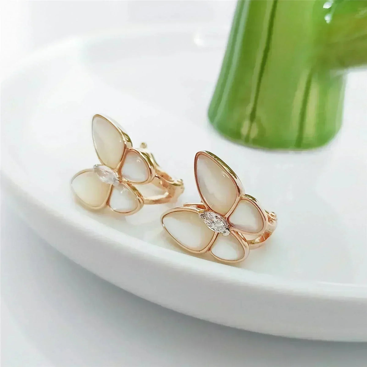 VCA BUTTERFLY MOP DIAMOND EARRINGS