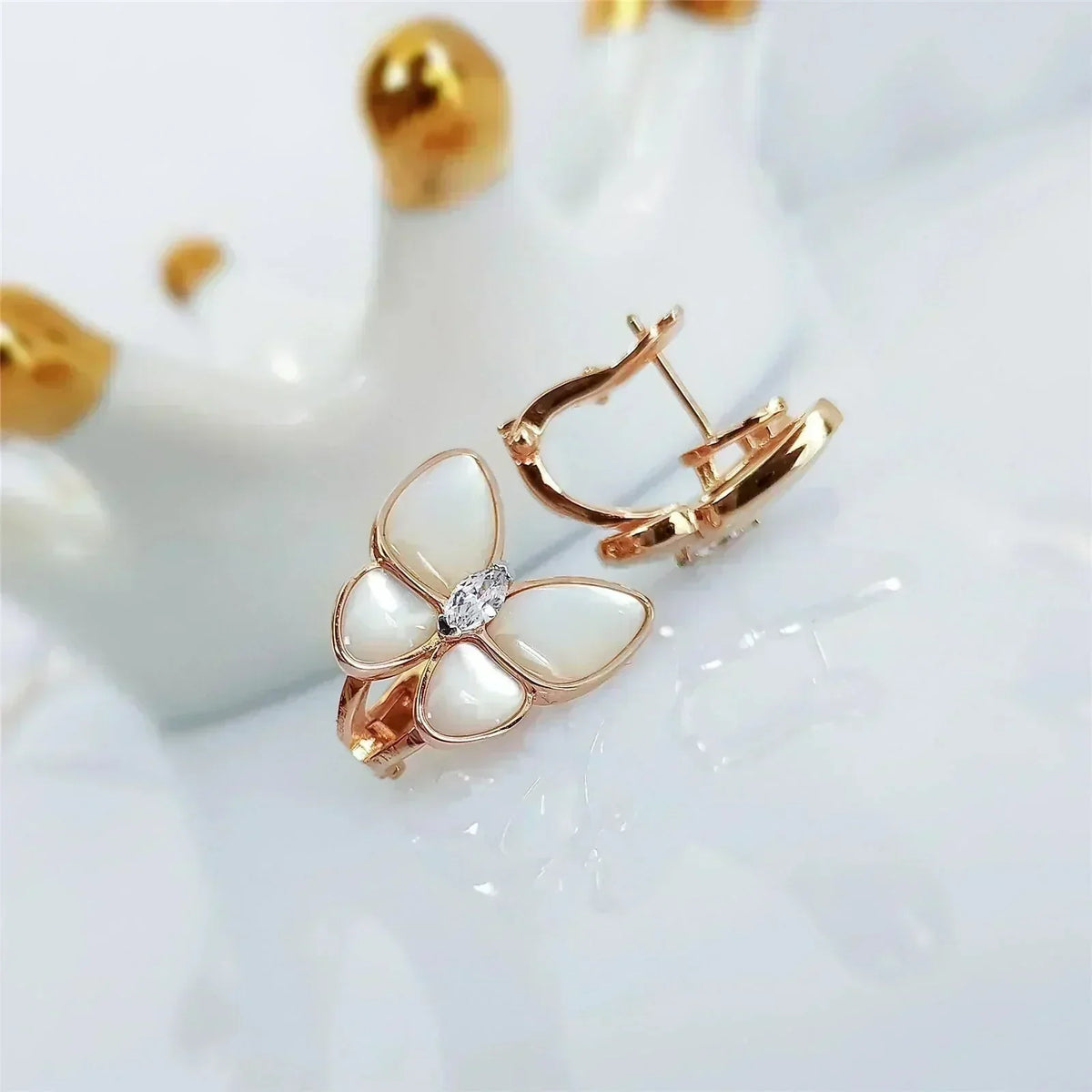 VCA BUTTERFLY MOP DIAMOND EARRINGS