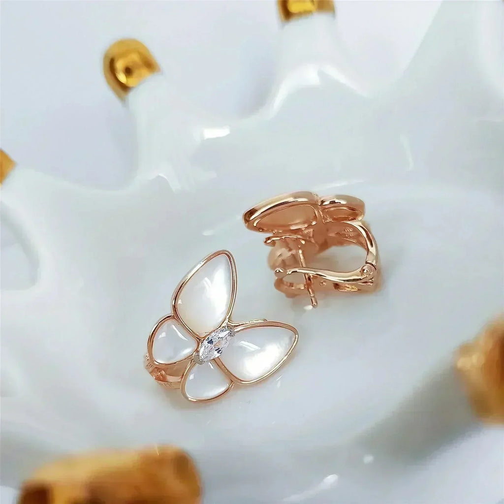 VCA BUTTERFLY MOP DIAMOND EARRINGS