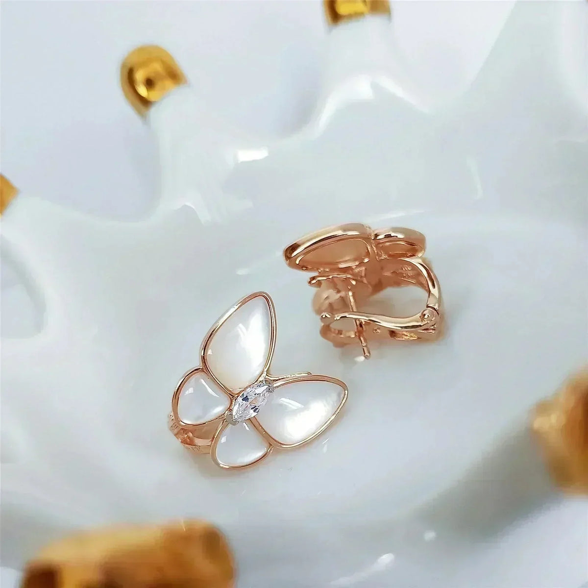 VCA BUTTERFLY MOP DIAMOND EARRINGS
