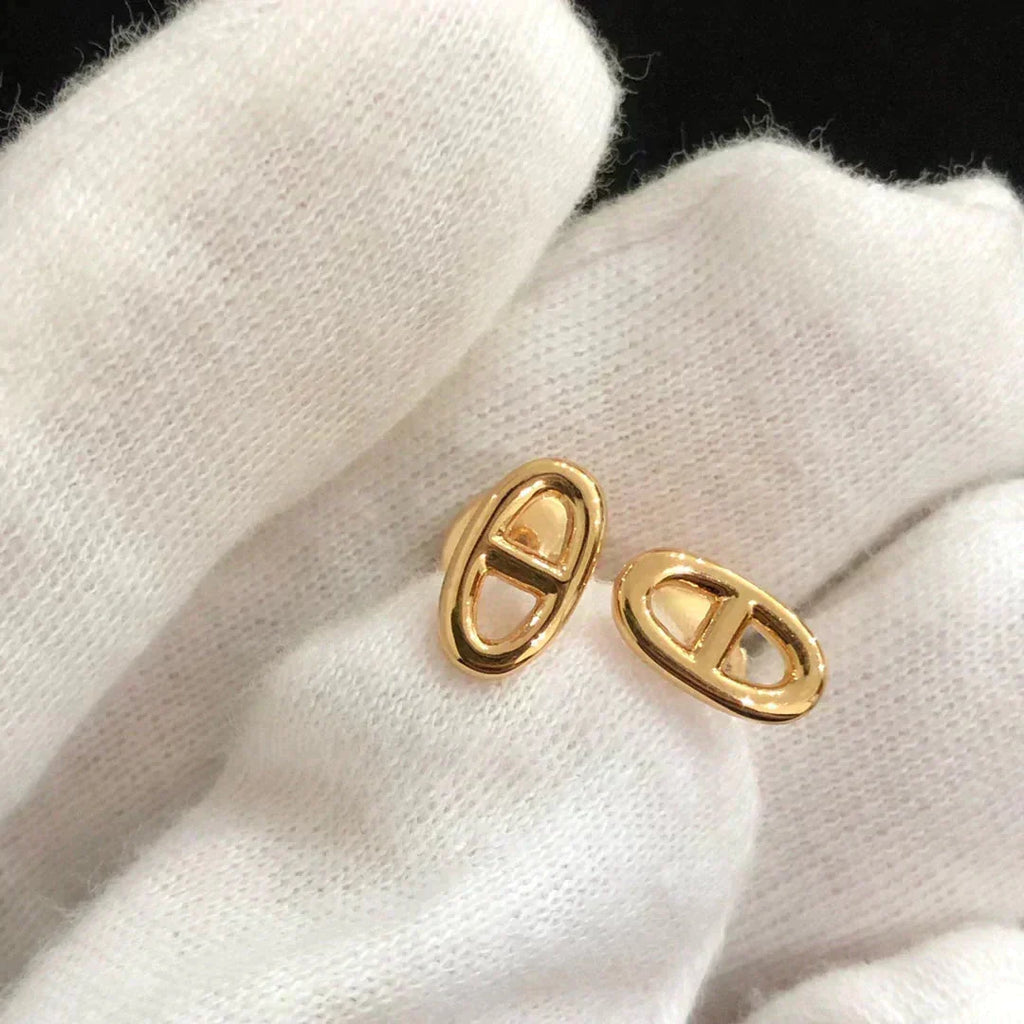 HERMES CHAINE SMALL EARRINGS GOLD AND SILVER