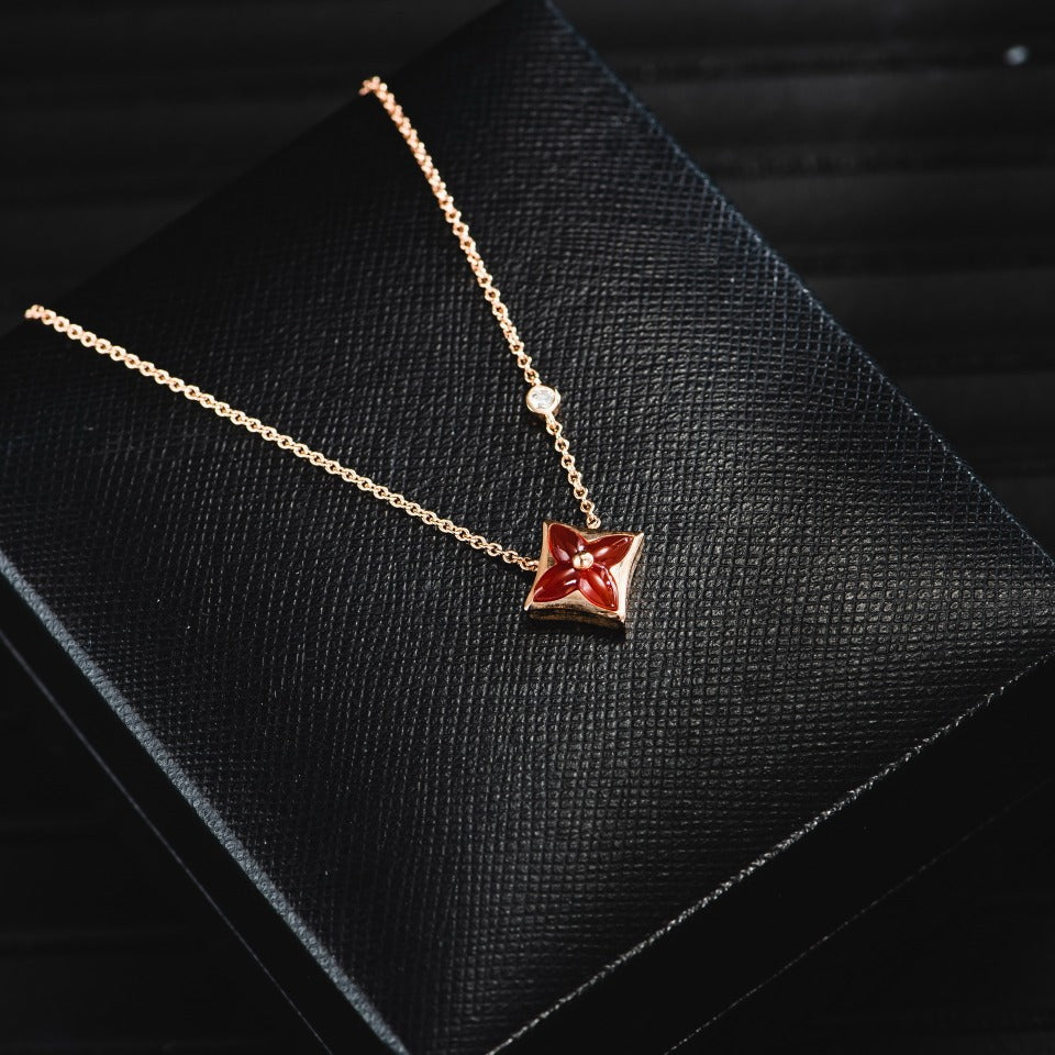 LOUIS VUITTON STAR NECKLACE PINK GOLD 1 DIAMOND