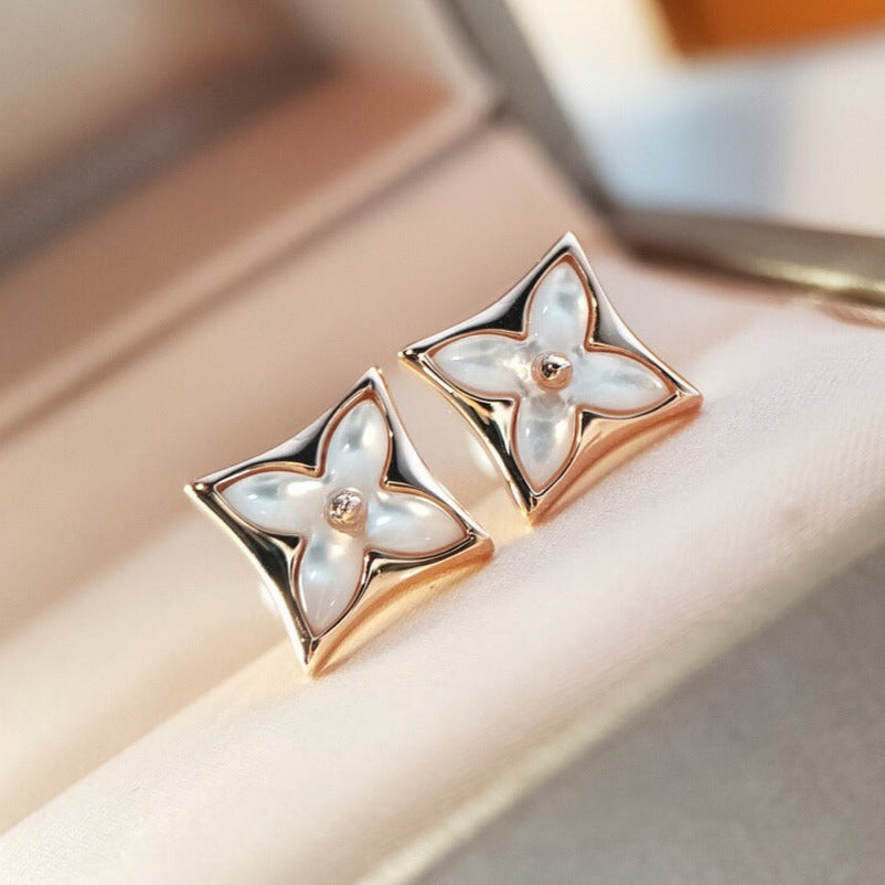 LOUIS VUITTON STAR MOP PINK GOLD EARRINGS