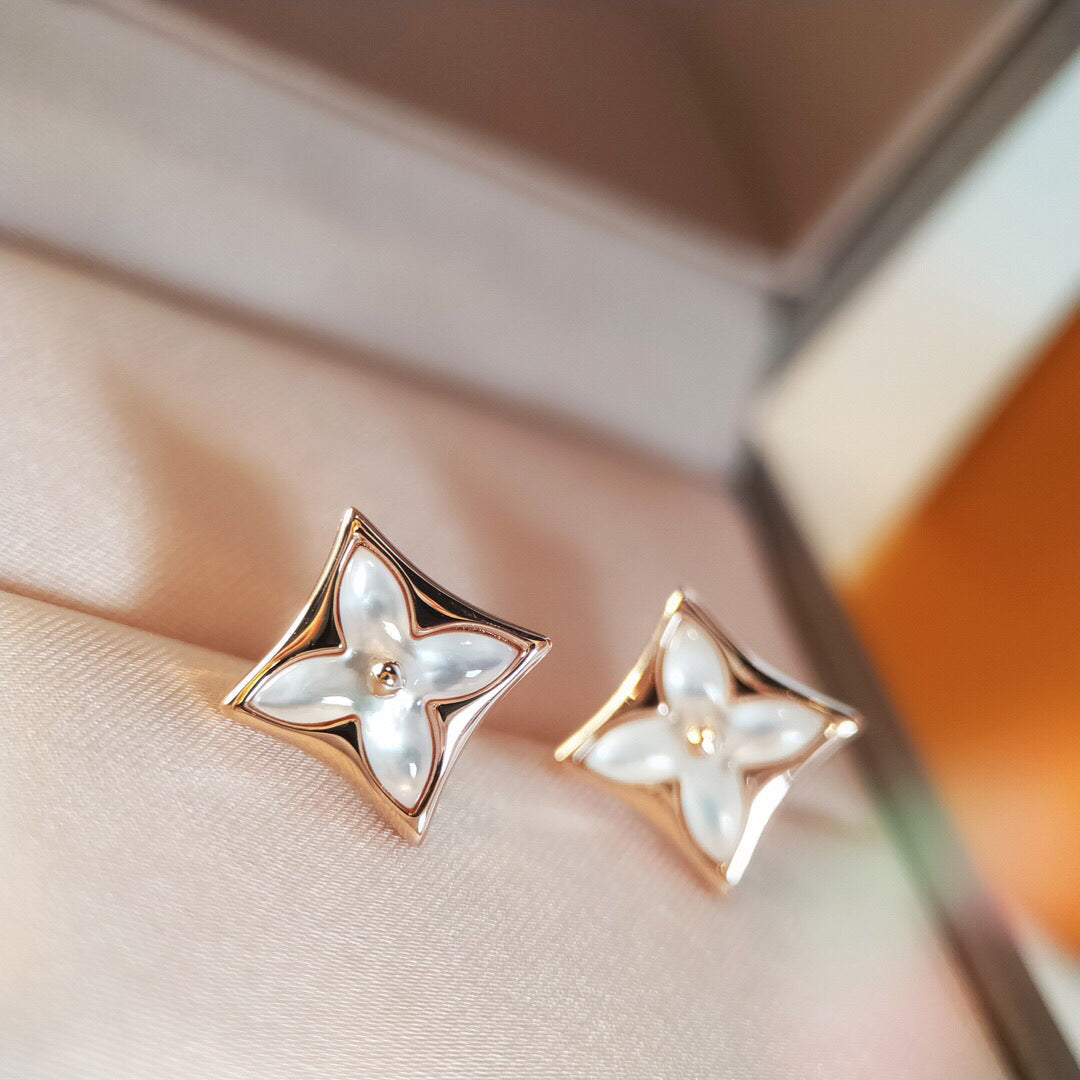 LOUIS VUITTON STAR MOP PINK GOLD EARRINGS