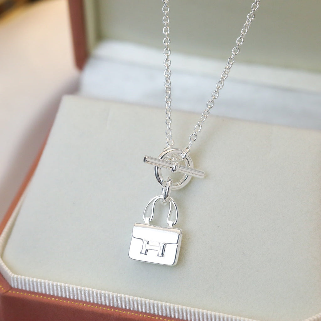 HERMES POP H PEDANT SILVER NECKLACE