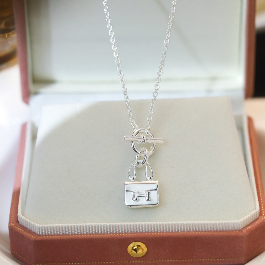 HERMES POP H PEDANT SILVER NECKLACE