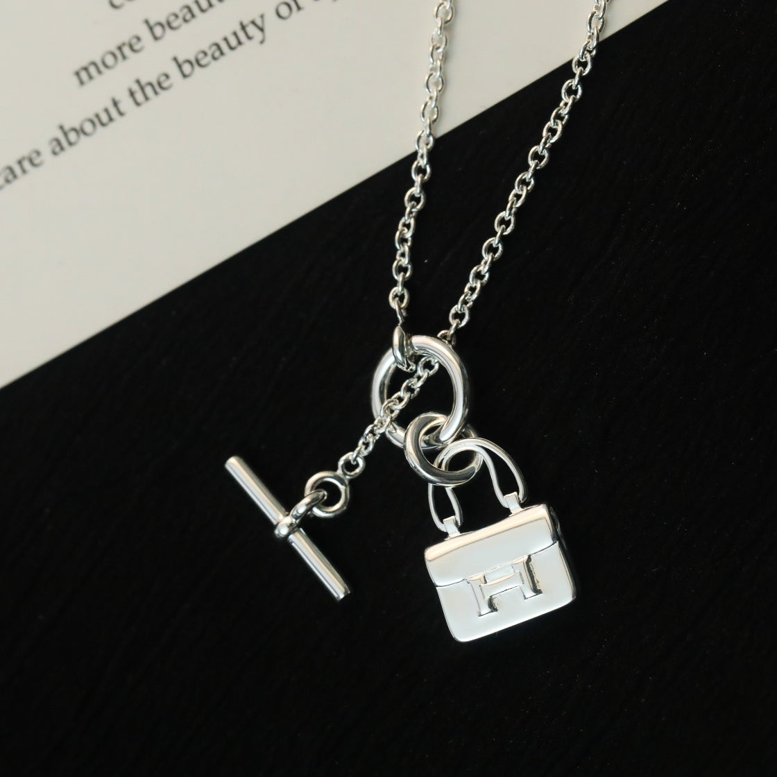 HERMES POP H PEDANT SILVER NECKLACE