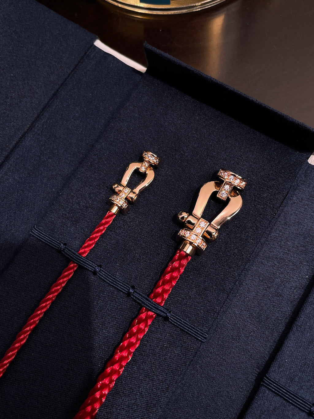 FRED FORCE 10 HALF DIAMOND PINK GOLD RED CORDERI LARGE AND MEDIUM MODEL