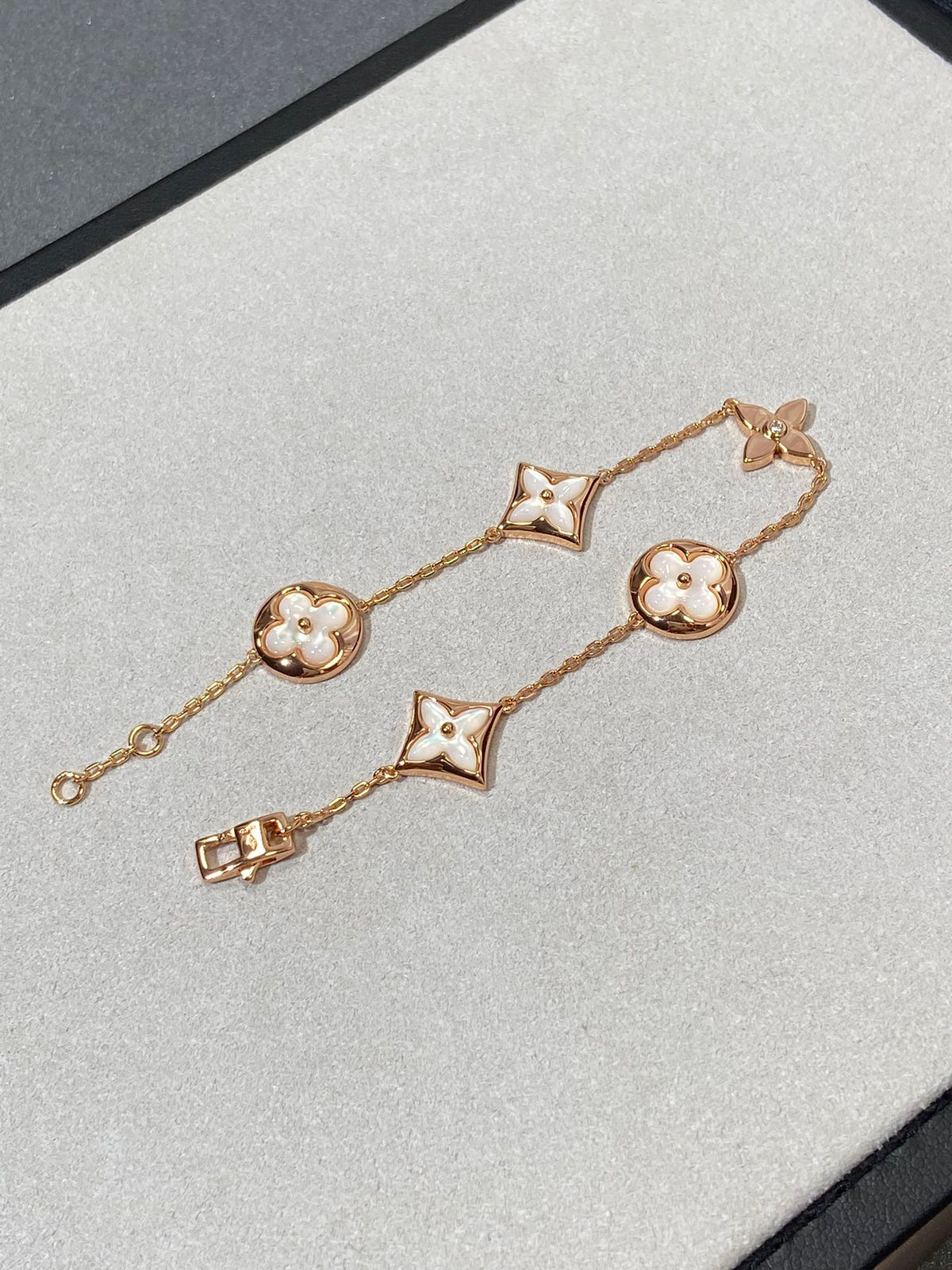 LOUIS VUITTON STAR AND SUN 5 MOTIF MOP PINK GOLD BRACELET