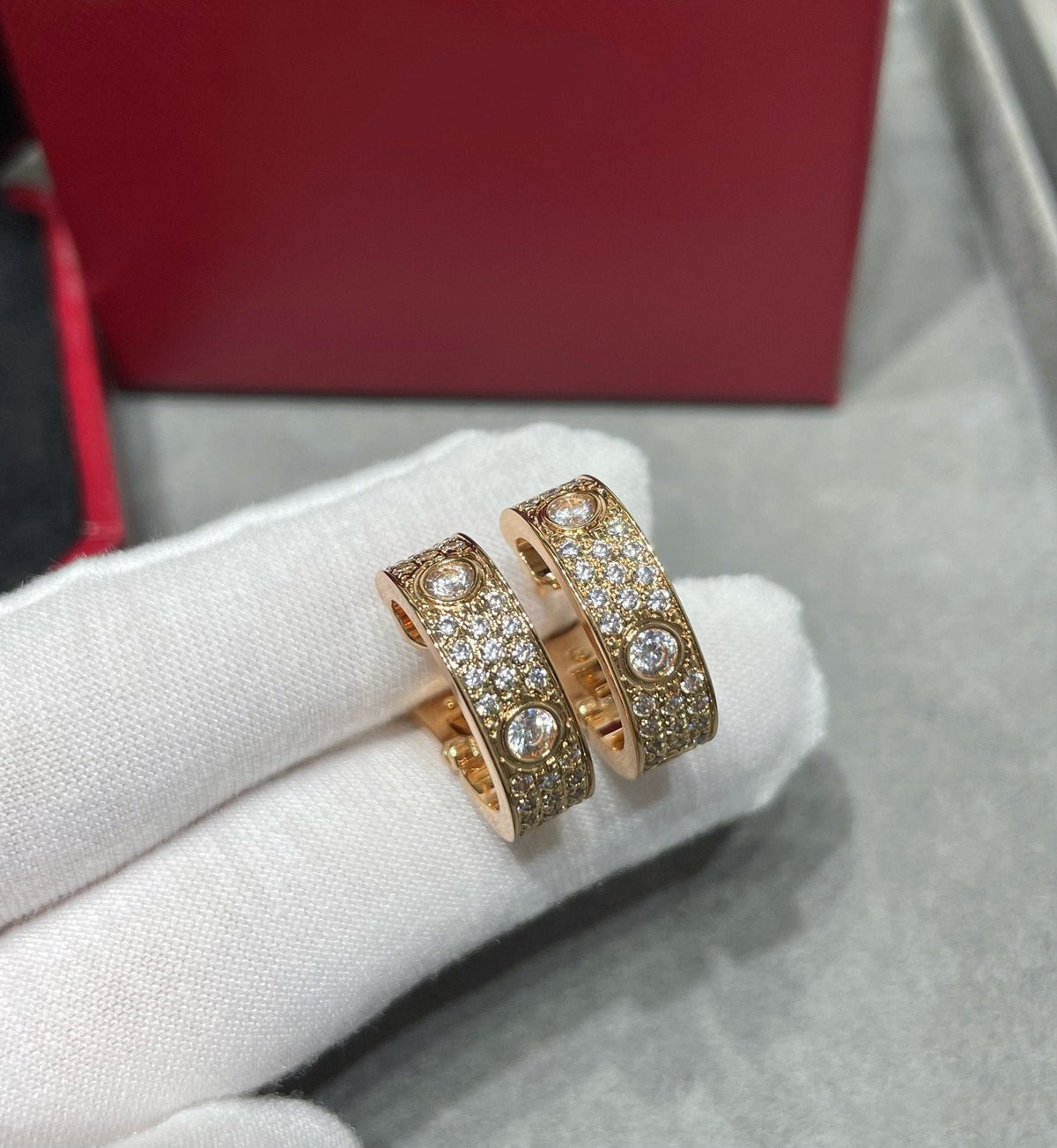 CARTIER LOVE 5.5MM DIAMOND PAVED EARRINGS