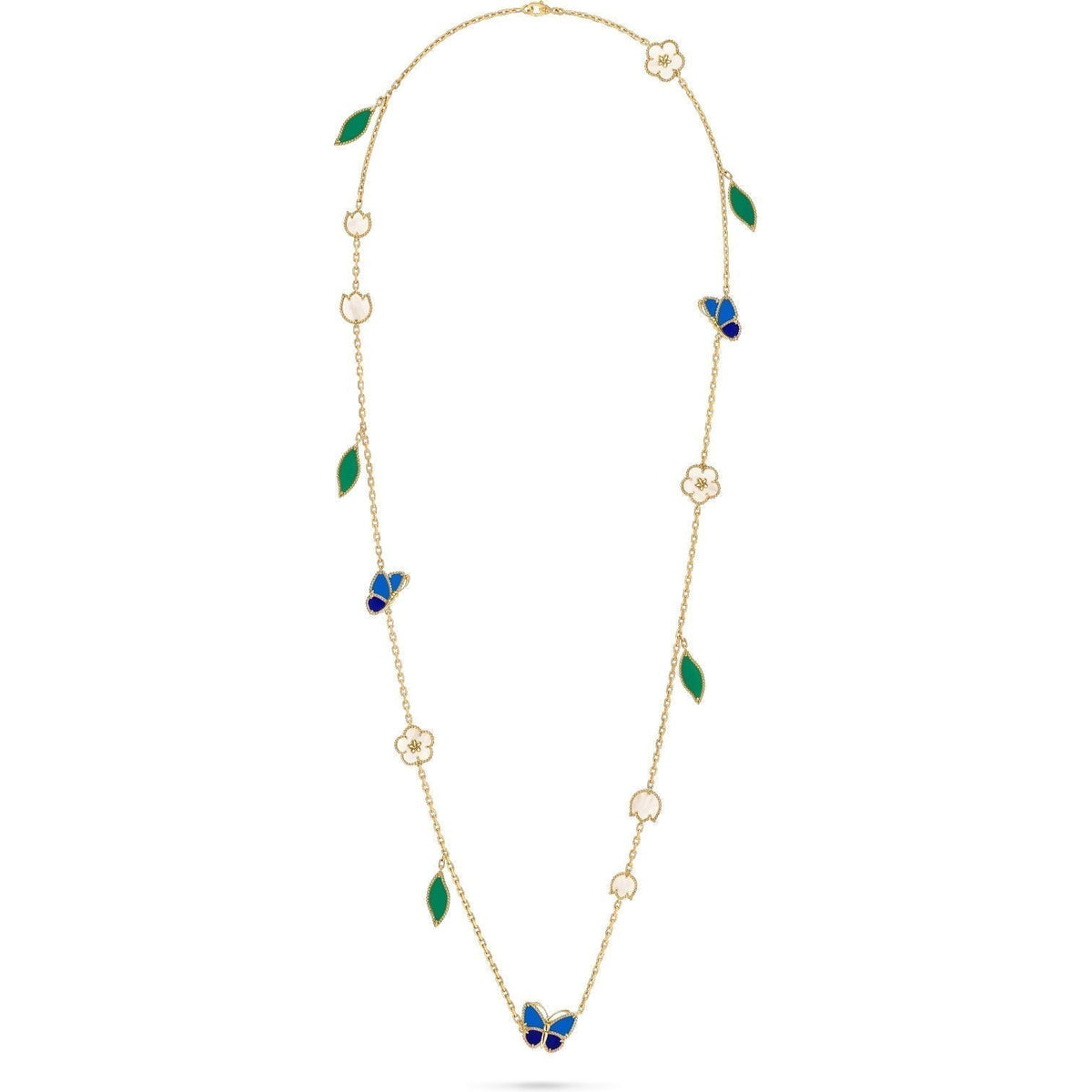 VCA LUCKY SPRING BUTTERFLY 15 FLOWER NECKLACE