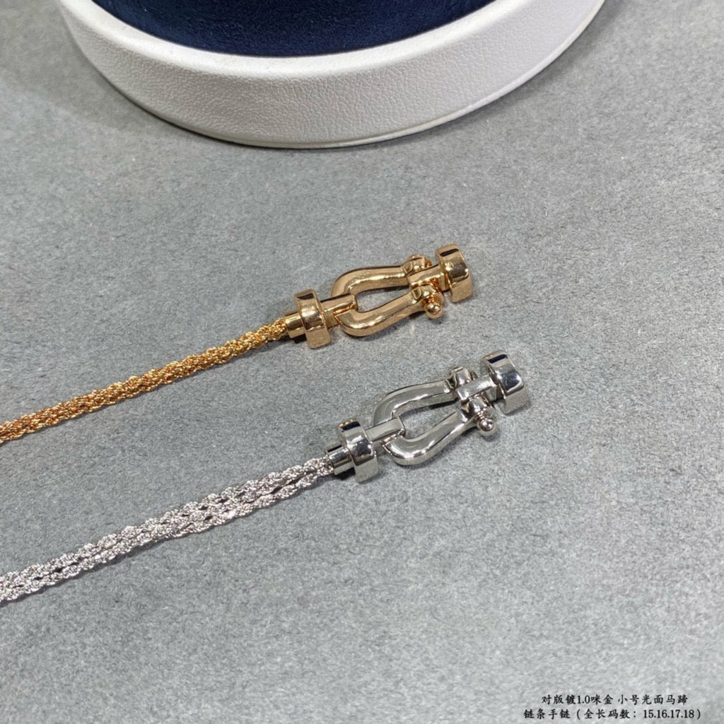 FRED FORCE SMALL HORSESHOE DIAMOND CHAIN ROPE BRACELET