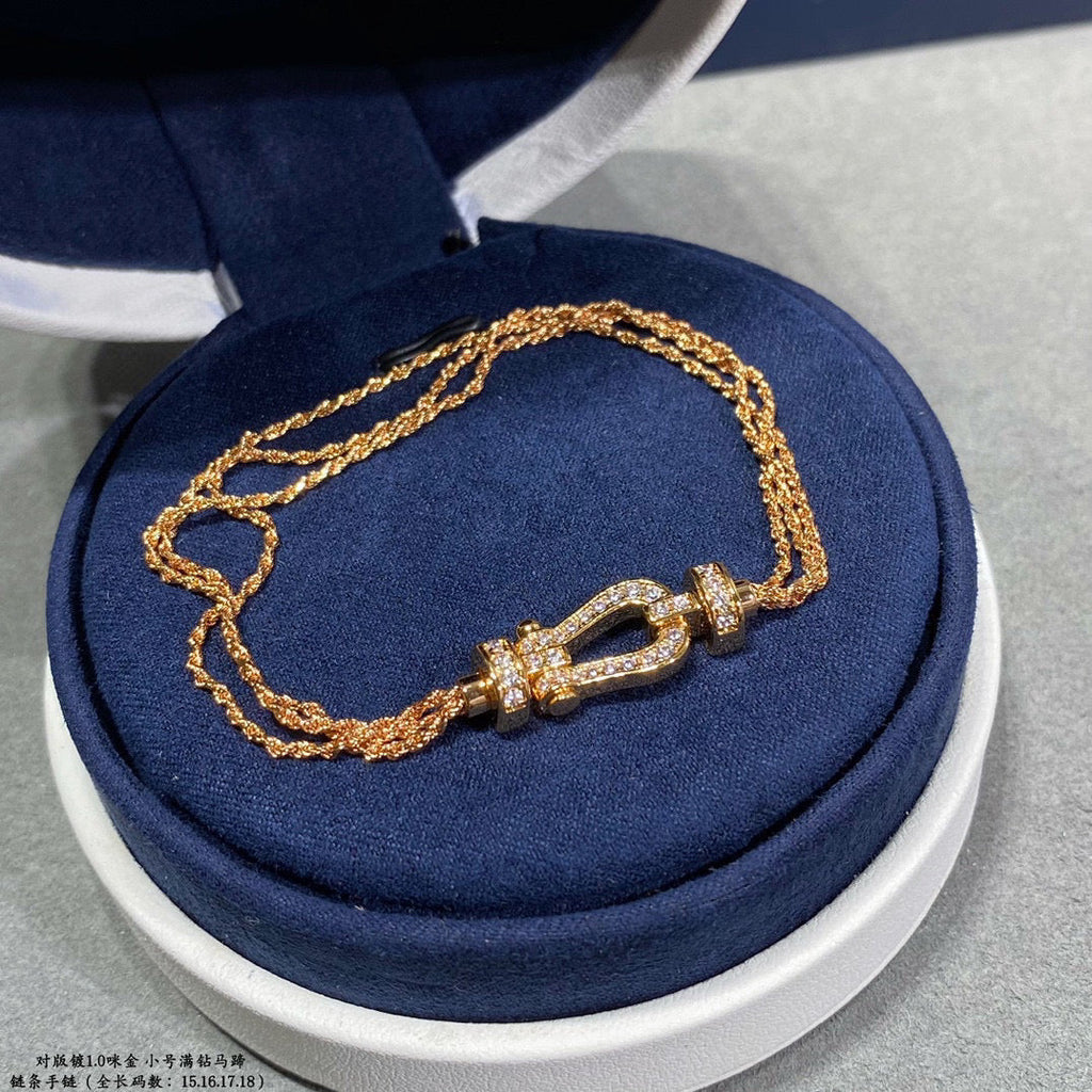 FRED FORCE SMALL HORSESHOE DIAMOND CHAIN ROPE BRACELET