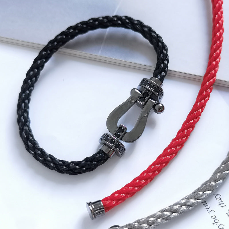 FRED FORCE LARGE SERIES HORSESHOE BLACK SAMURAI BRACELET