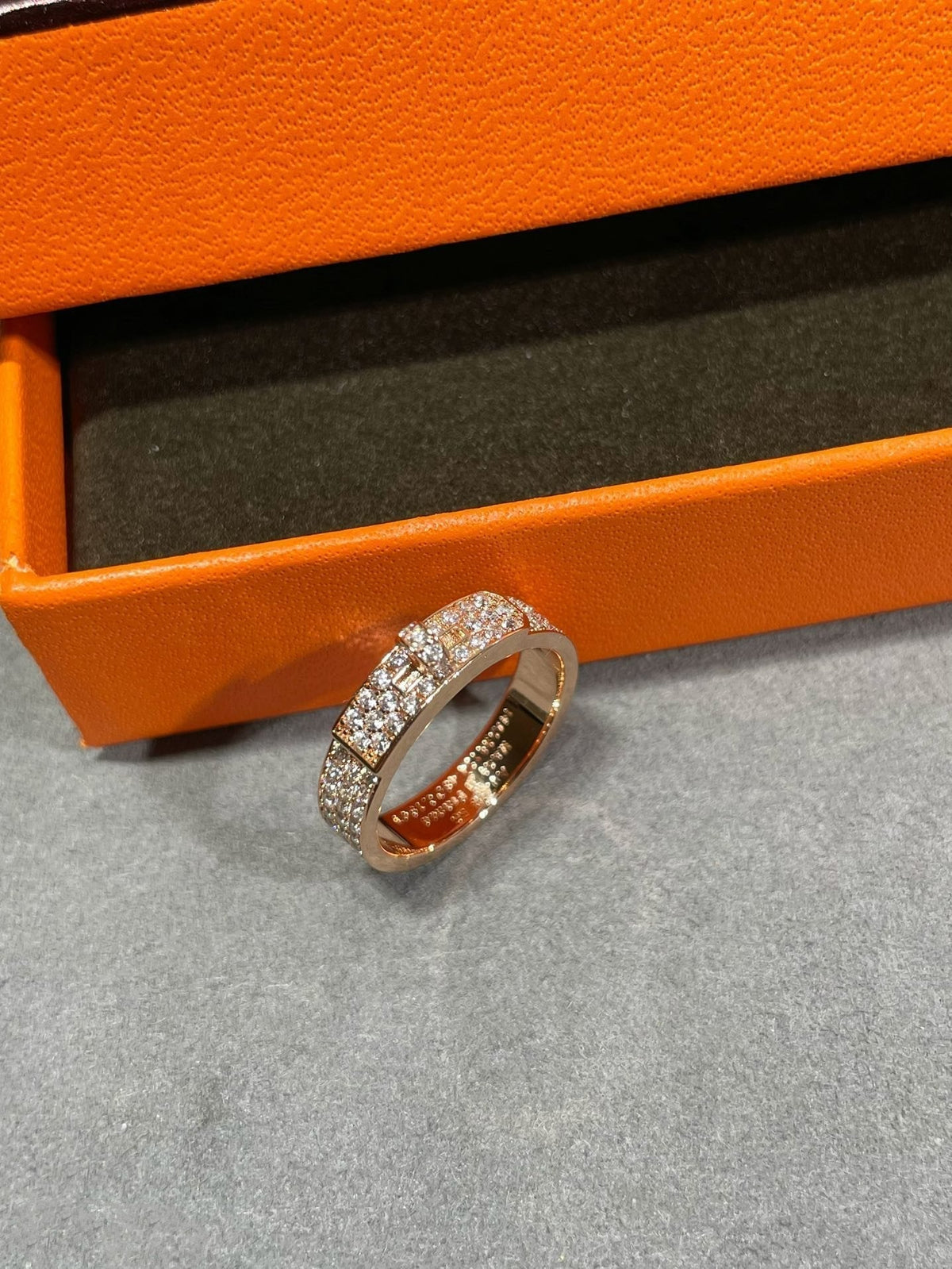 HERMES KELLY PINK GOLD DIAMOND RING