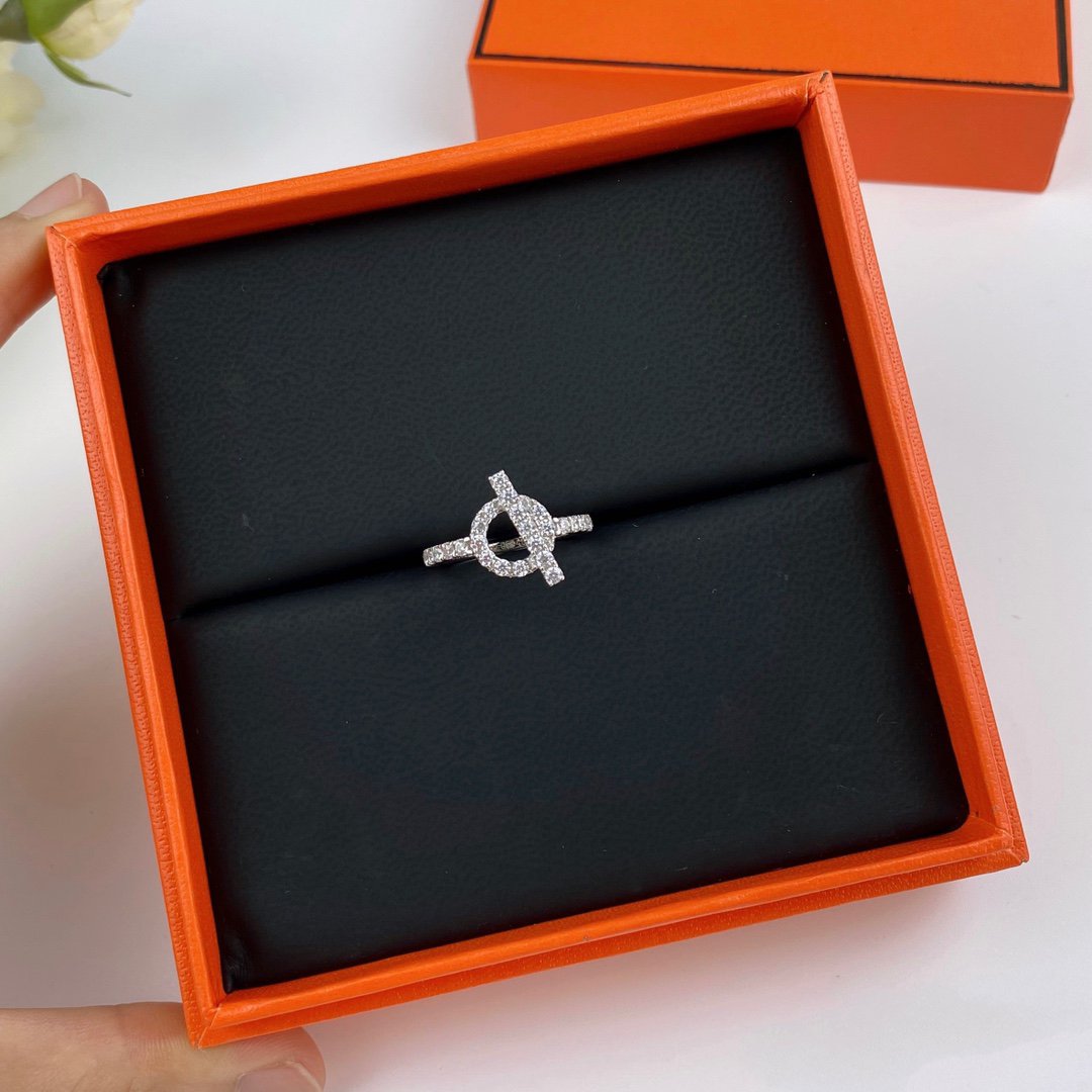 HERMES ECHAPPEE RING SILVER DIAMOND