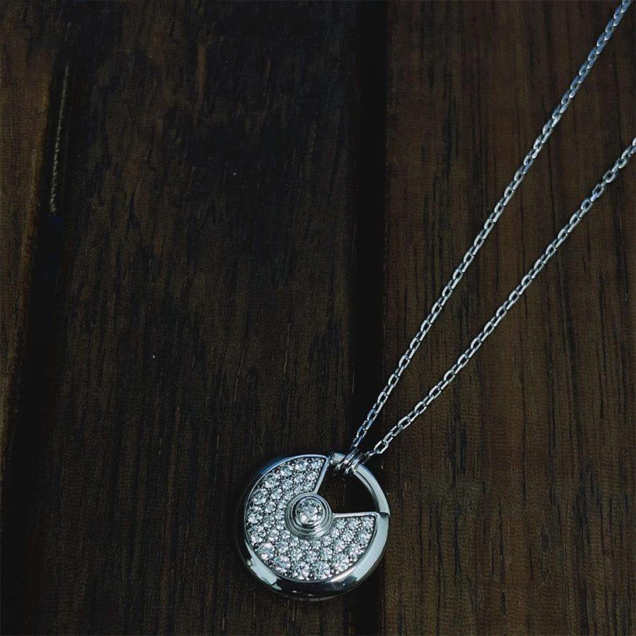 CARTIER AMULETTE SILVER FULL DIAMOND NECKLACE