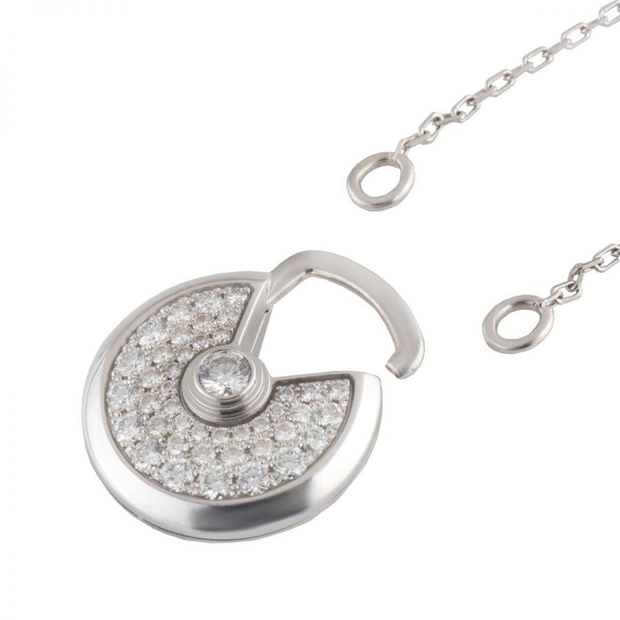 CARTIER AMULETTE SILVER FULL DIAMOND NECKLACE