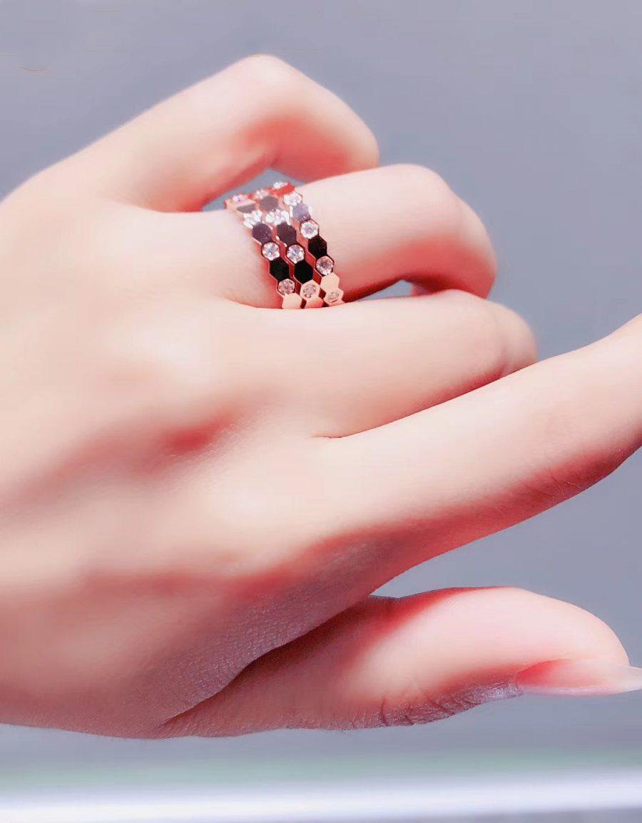 CHAUMET BEE LOVE RING PINK GOLD DIAMOND