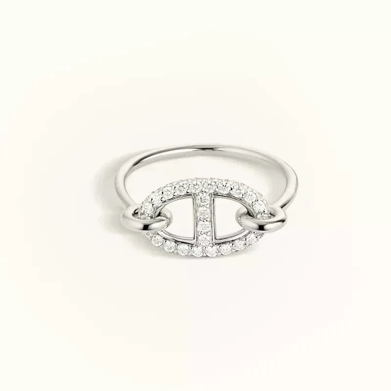 HERMES RONDE SMALL SILVER DIAMOND RING