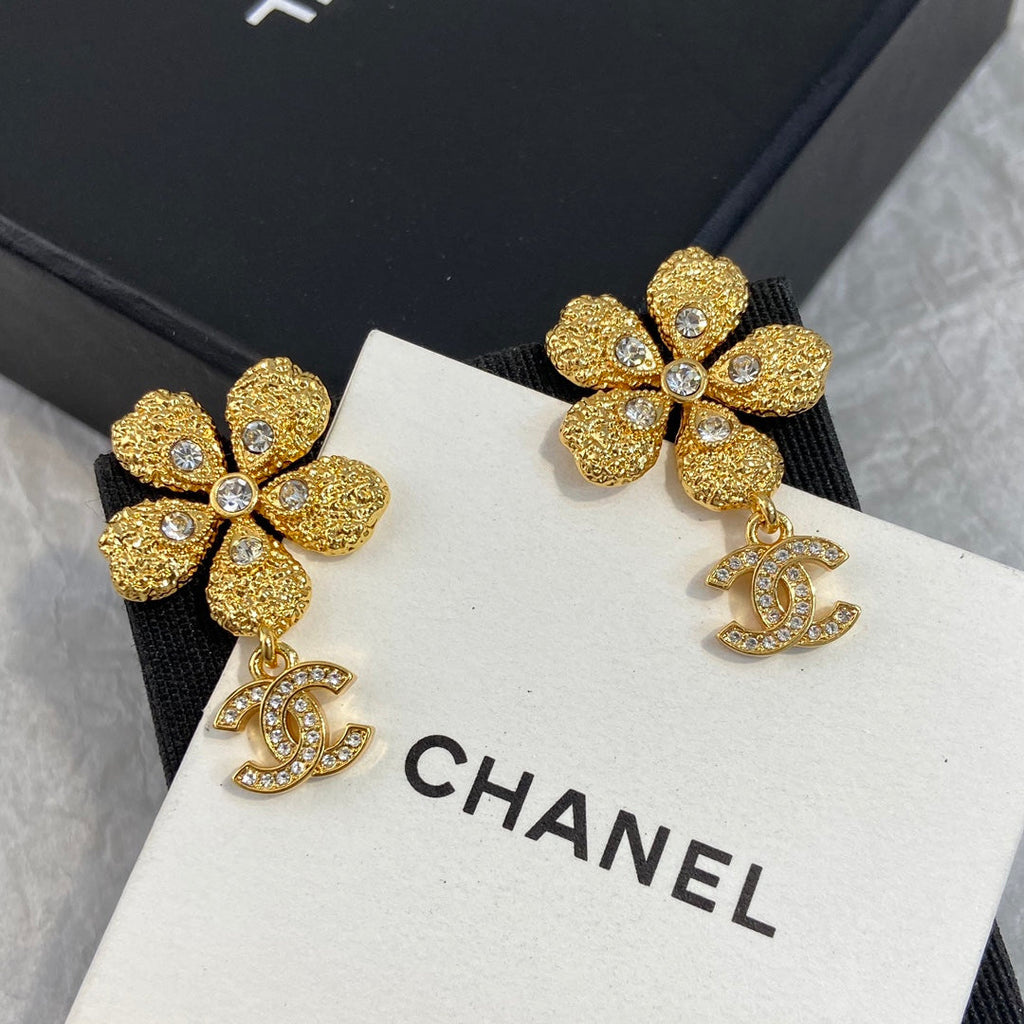 Chanel Flower Gold Earrings