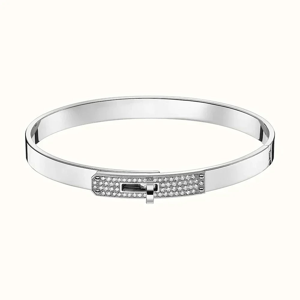 HERMES KELLY SILVER DIAMOND BRACELET