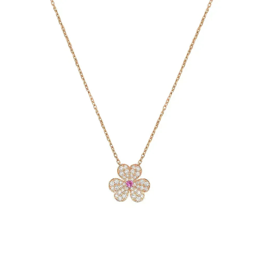 VCA FRIVOLE ROSE GOLD FLOWER DIAMOND NECKLACE